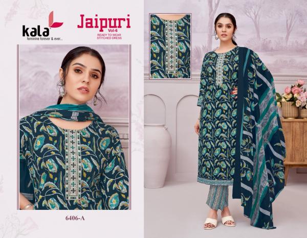 Kala Jaipuri Vol 6 Cotton Printed Kuri Bottom With Dupatta